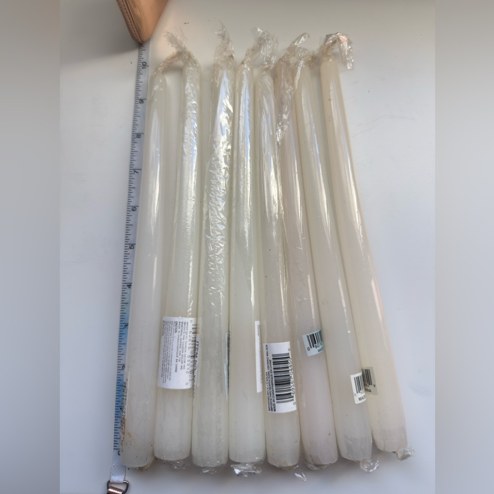 Elegant Off-White Tapered Candles - Set of 8